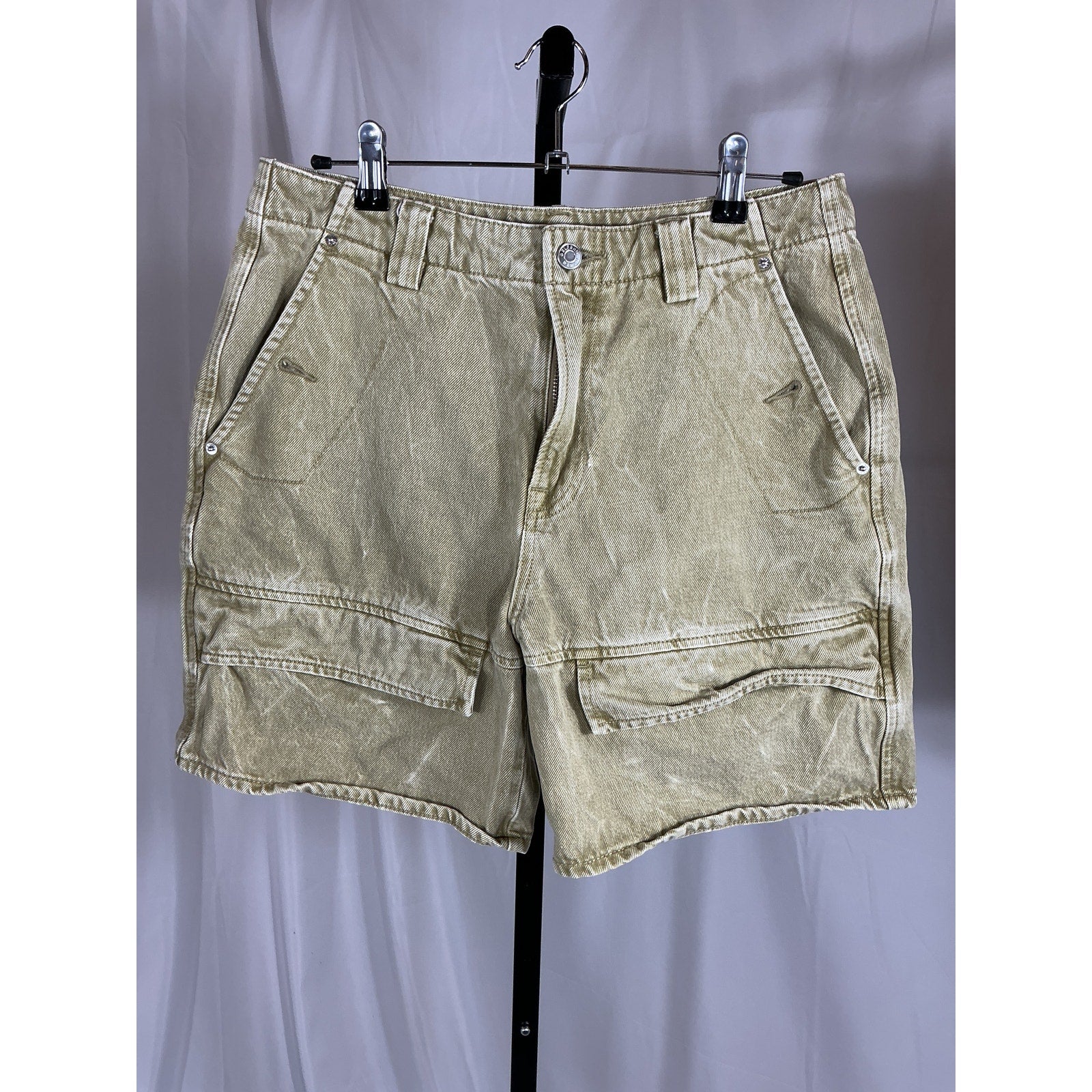 Grlfrnd 'Lindsey' Green Cotton Long Cargo Short Size 27