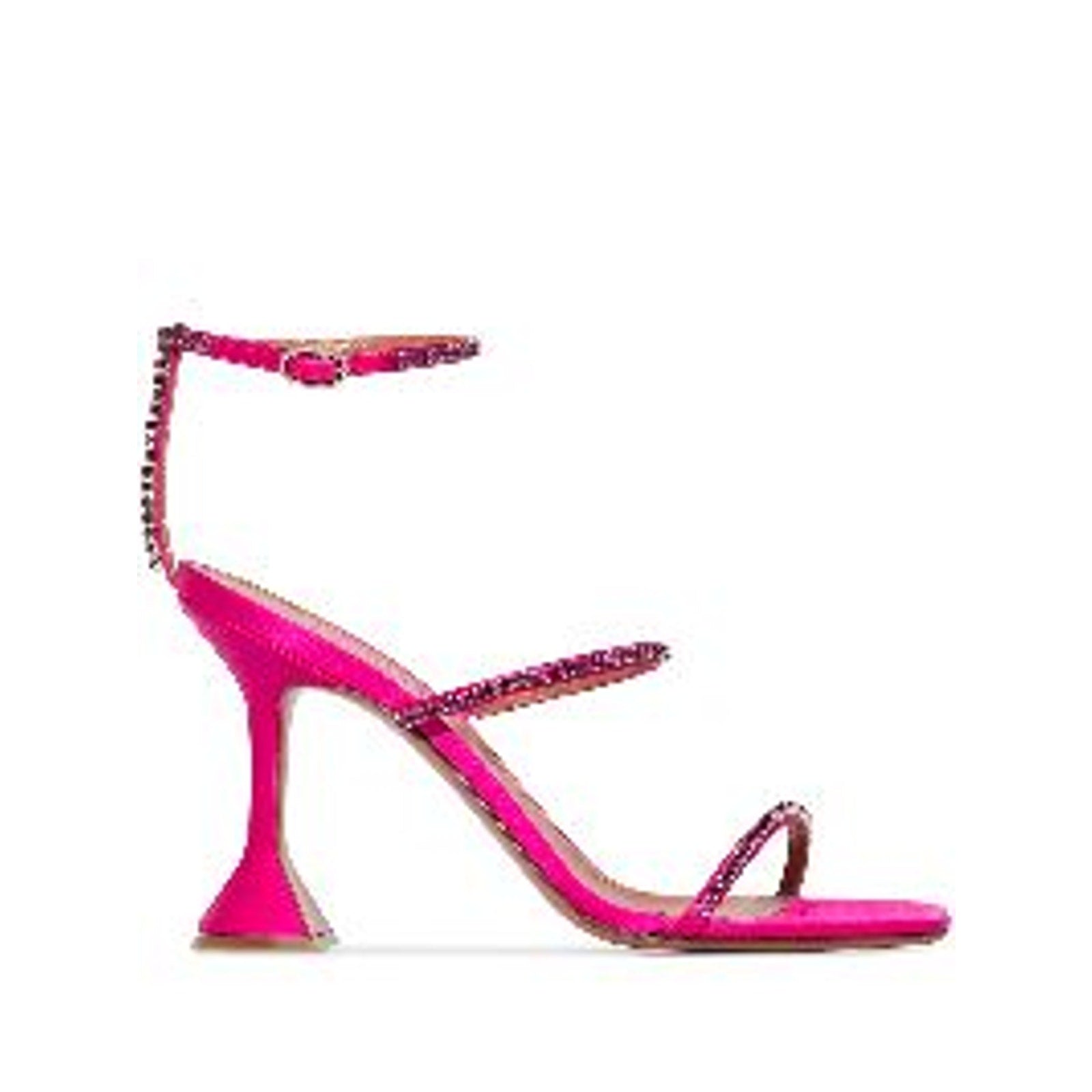 Amina Muaddi 'Gilda' Pink Leather 95mm Crystal-Embellished Sandals Size 8