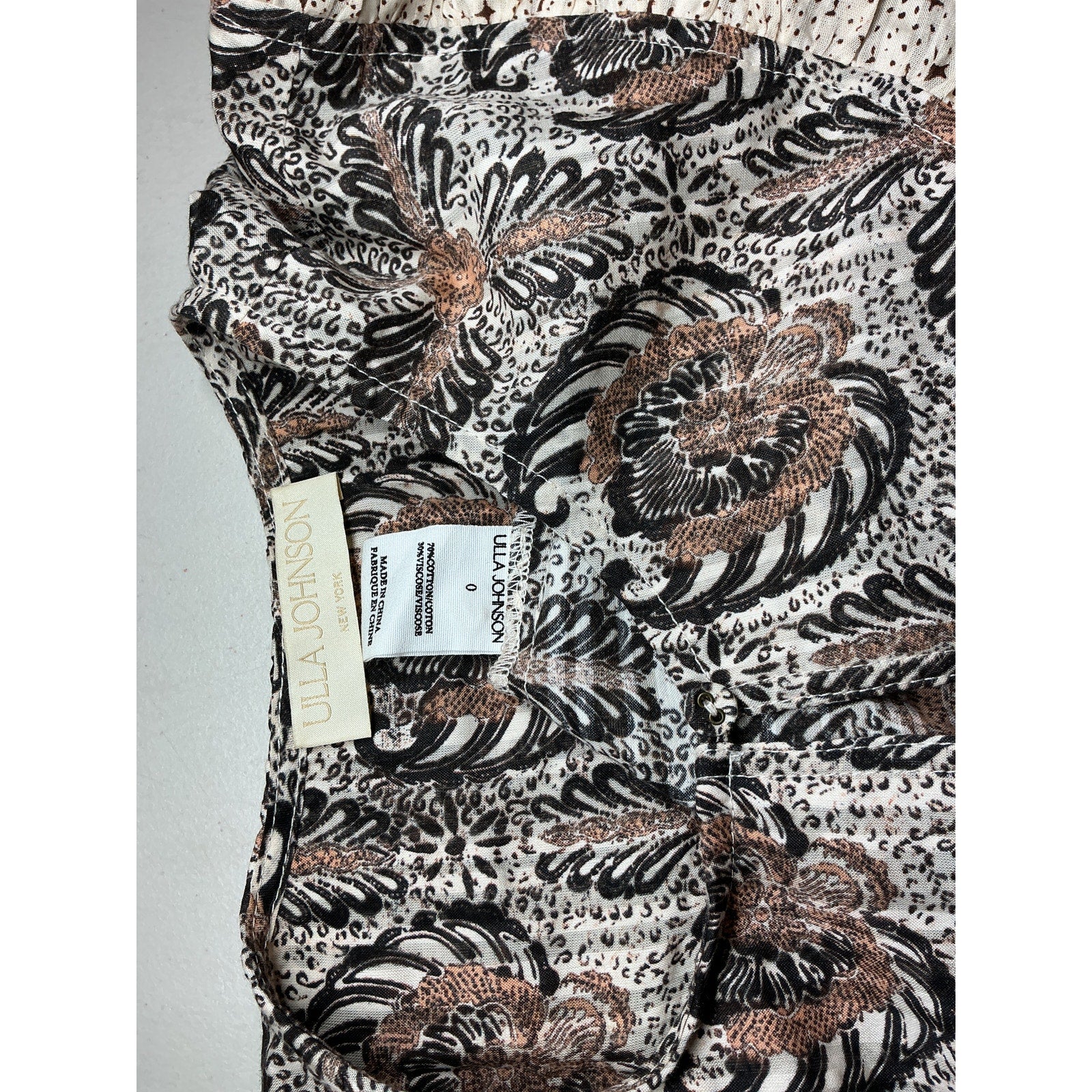 Ulla Johnson 'Edith' Brown Cotton Blouse Size 0
