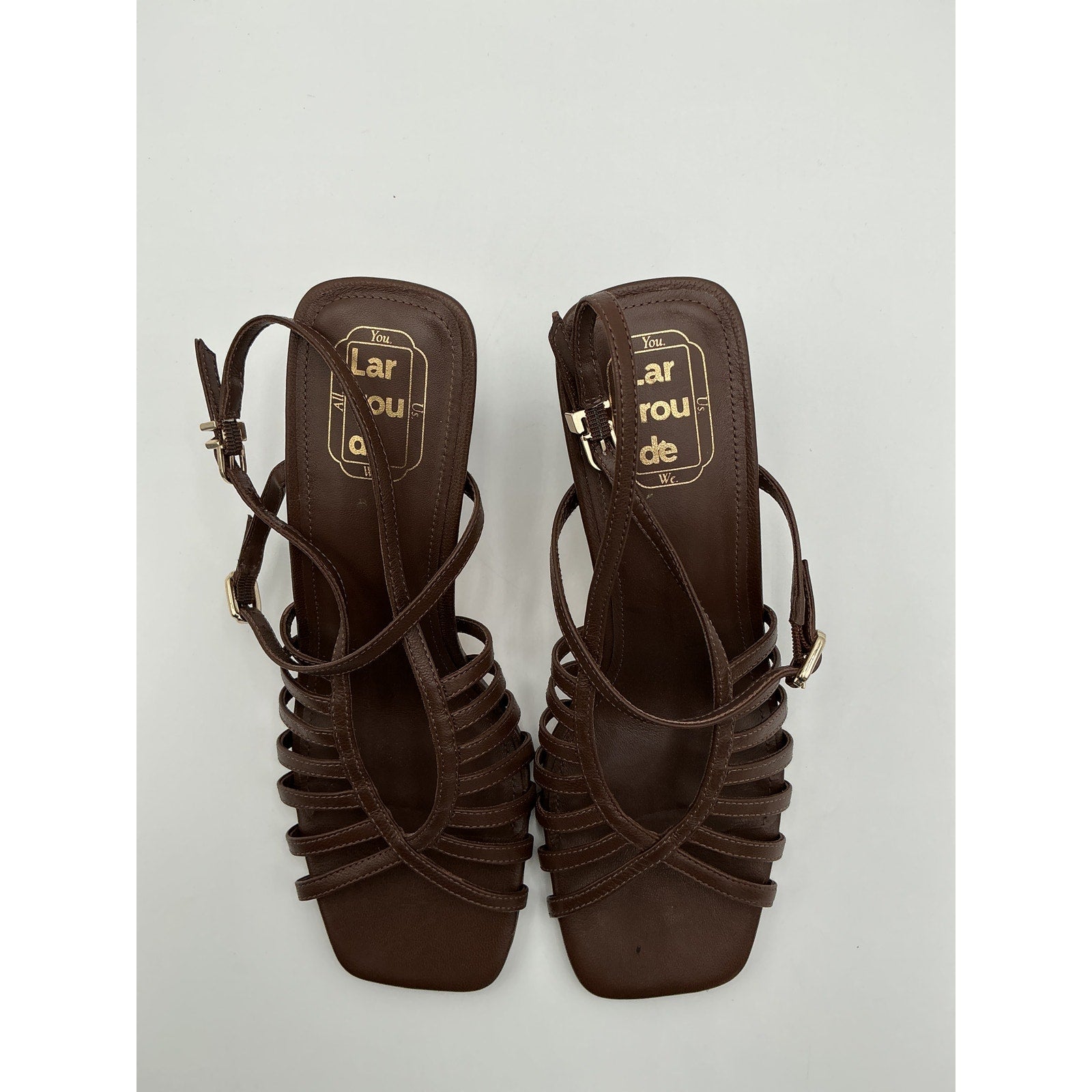 Larroude 'Leandra' Brown Leather Sandals Size 9
