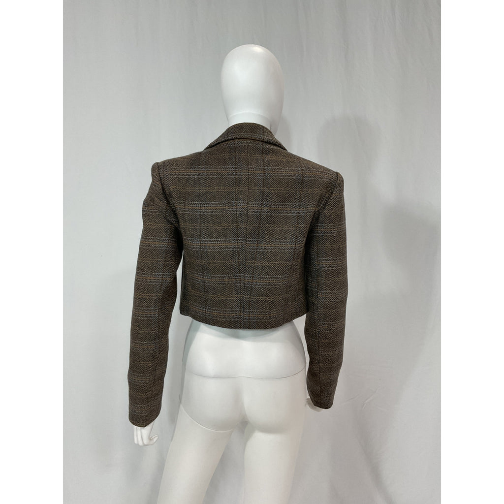 Astr The Label 'Siarah' Brown Cropped Twill Jacket Size XS