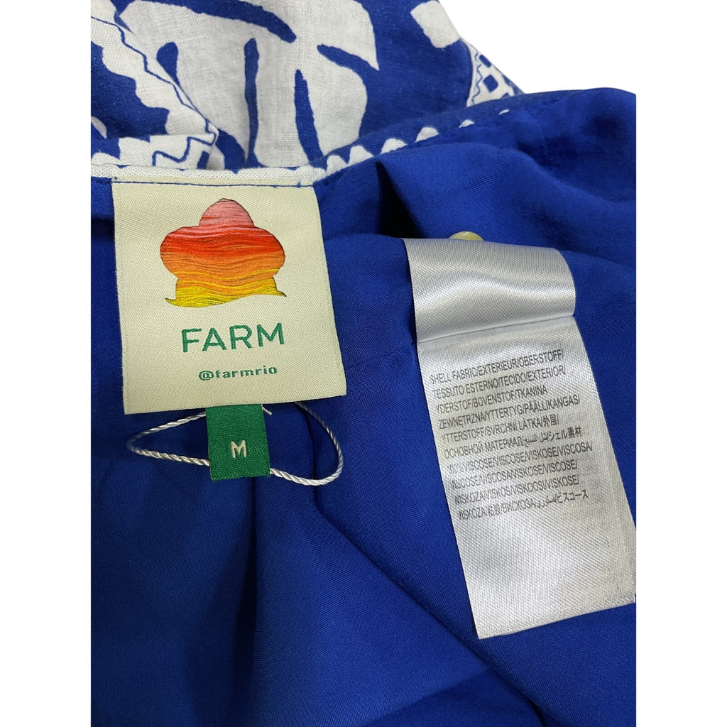 Farm Rio 'Jungle' Blue Viscose Scarf Wrap Mini Skirt Size M