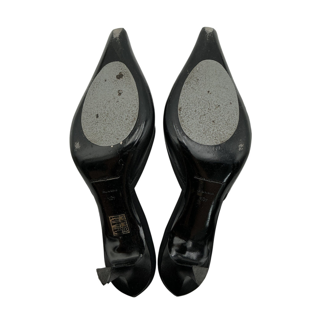 Alexander Wang Black Leather Crystal Embellishments Mules Size 10.5