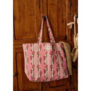 Sézane 'Flower' Pink Canvas Tote Bag