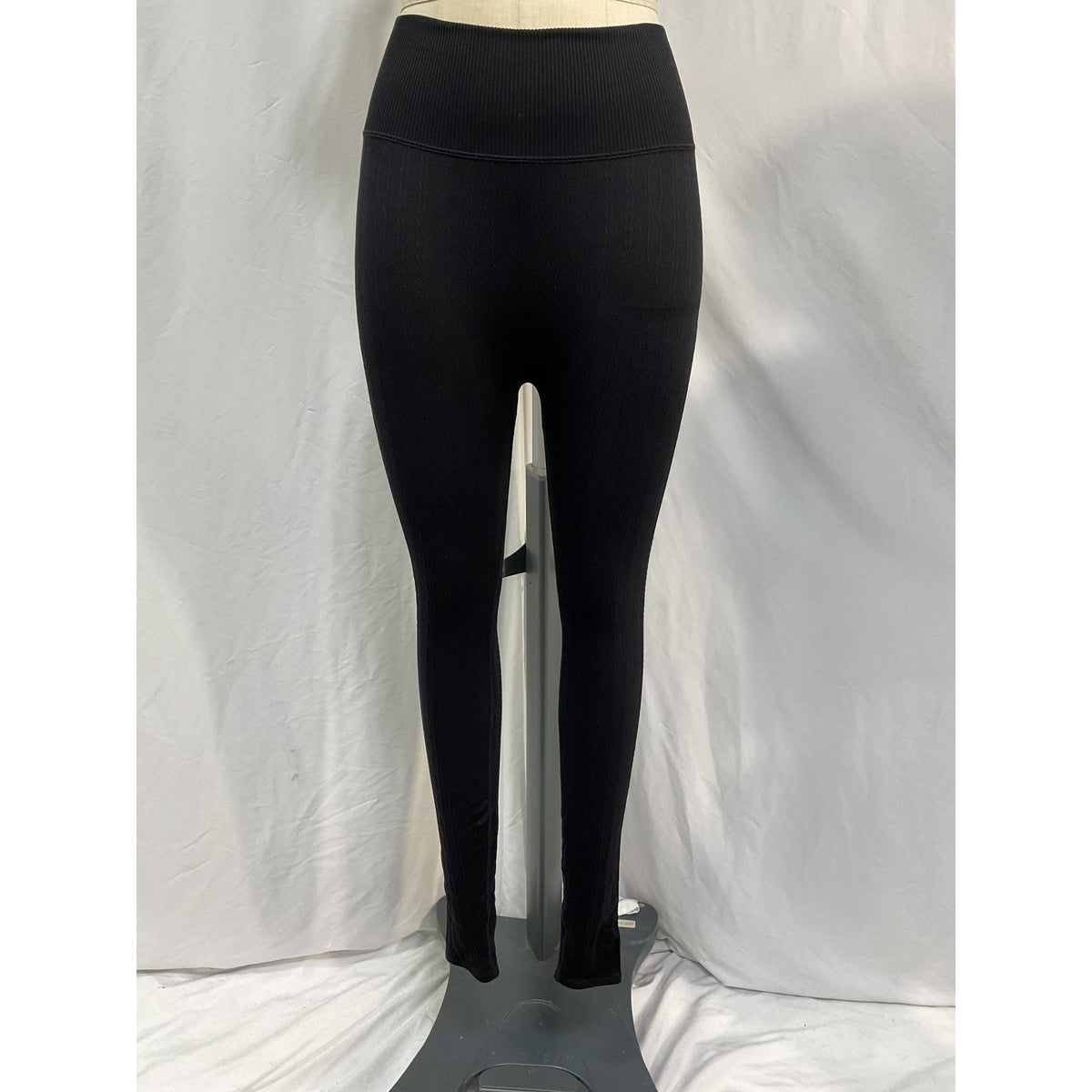 Alo Yoga Stretch Black Cotton Cable-Knit Leggings Size XS