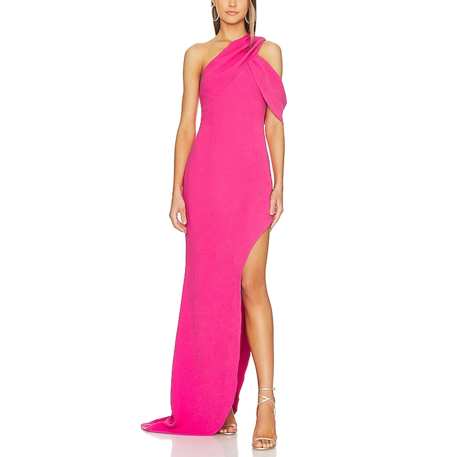 Elliatt 'Spectacle' Pink Crepe One Shoulder Gown Size S - NWT