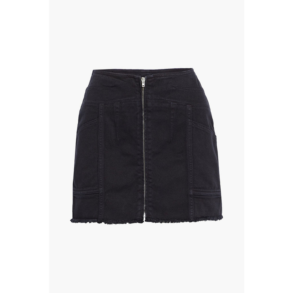 Iro 'Binda' Black Frayed Denim Mini Skirt Size 4