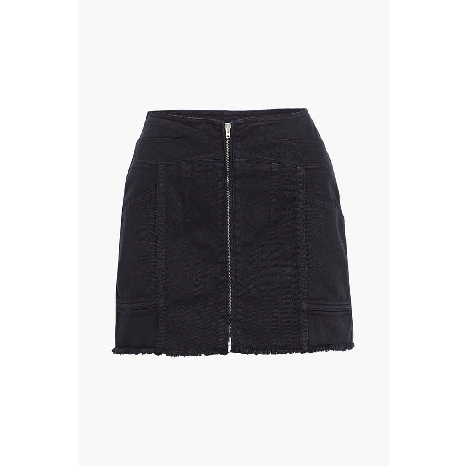 Iro 'Binda' Black Frayed Denim Mini Skirt Size 4
