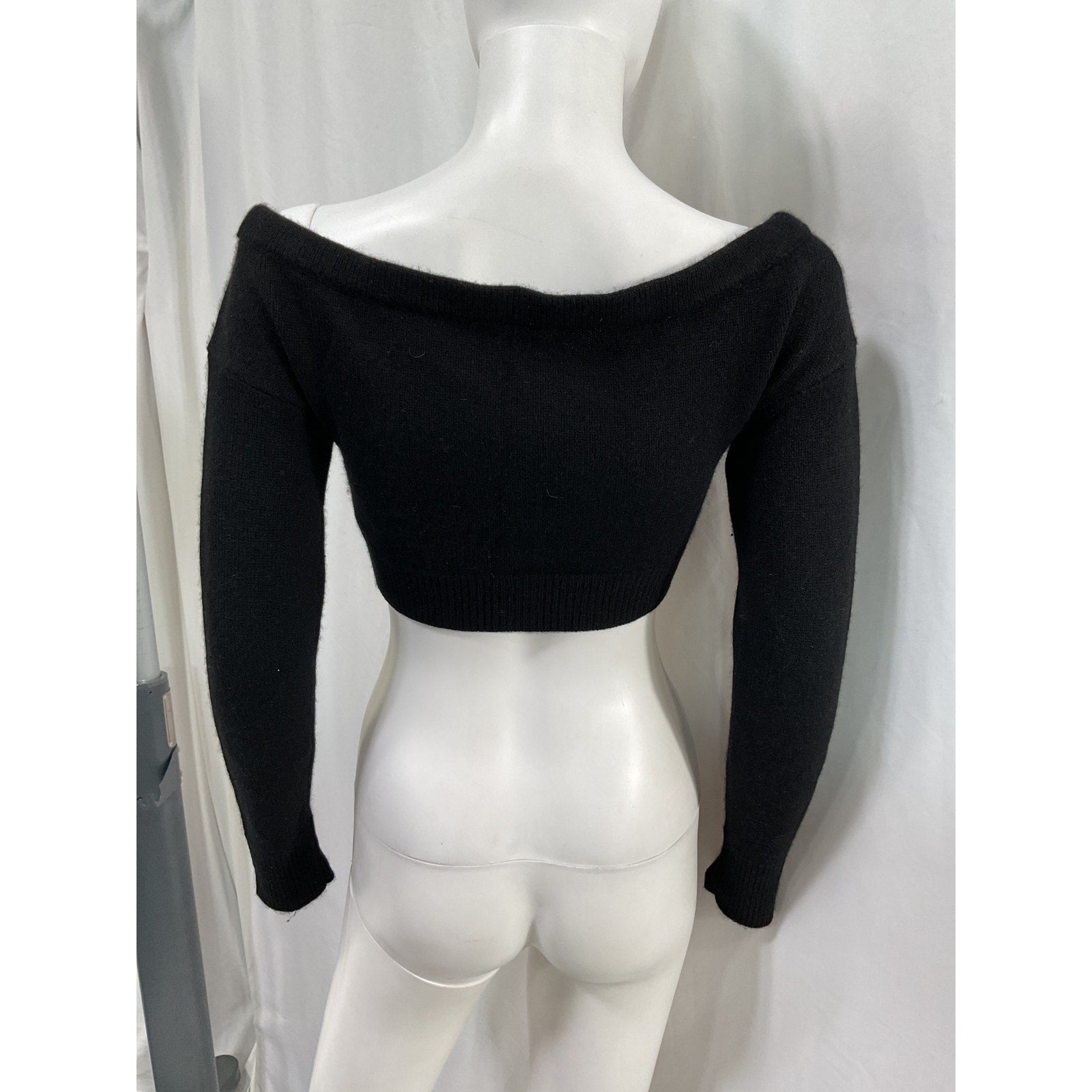 Reformation 'Millie' Black Cashmere Off The Shoulder Cardigan Size XS