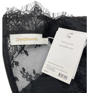 Zimmermann Sheer Black Sensory Lace Bodice Top Size 1 NWT