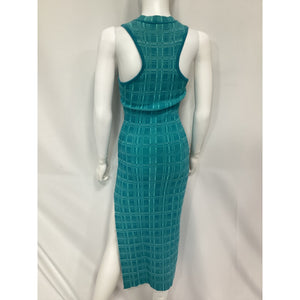 L'Academie 'Halia' Green Midi Knit Dress With Slit Size M