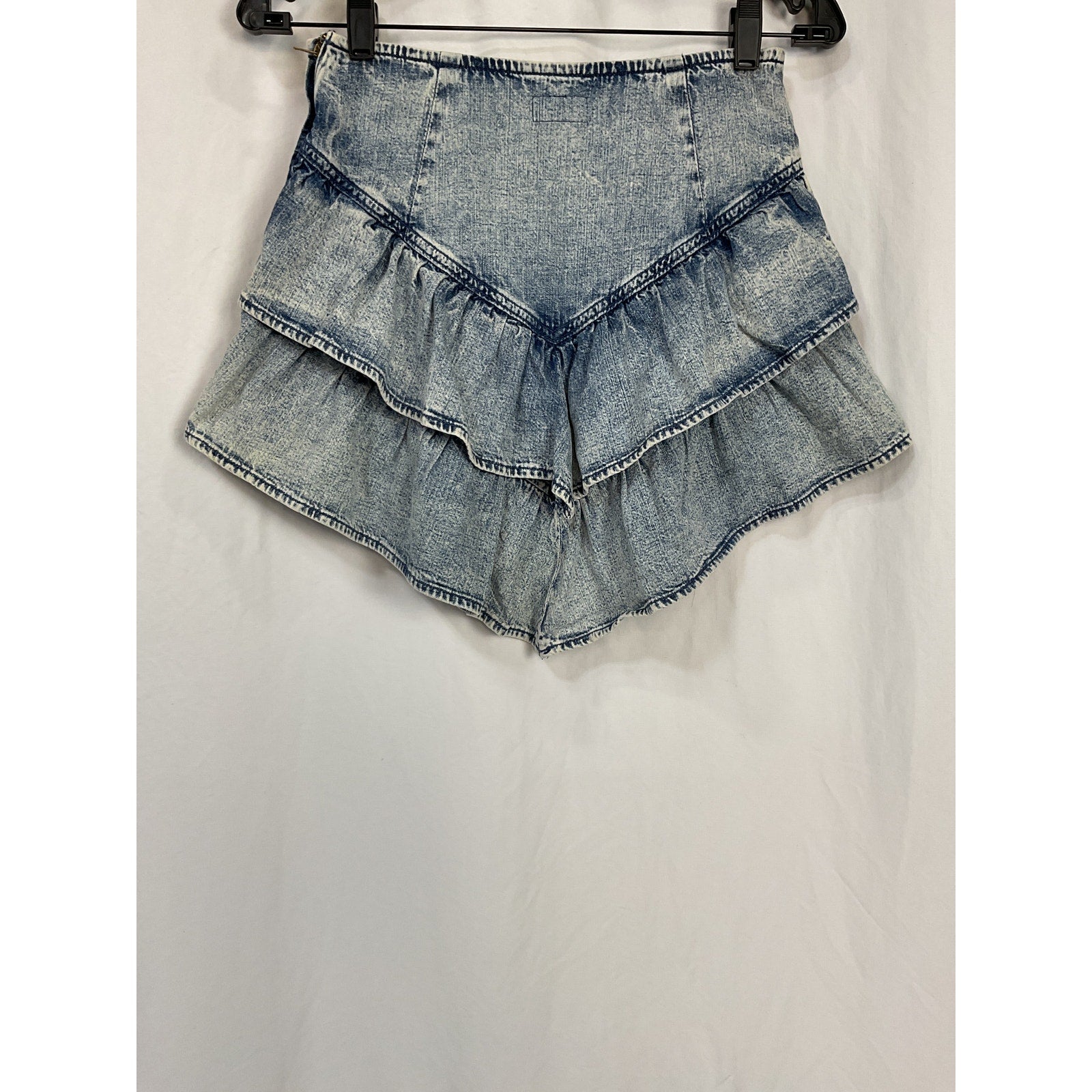 Mother 'The Ruffle' Blue Cotton Mini Skirt Size 24