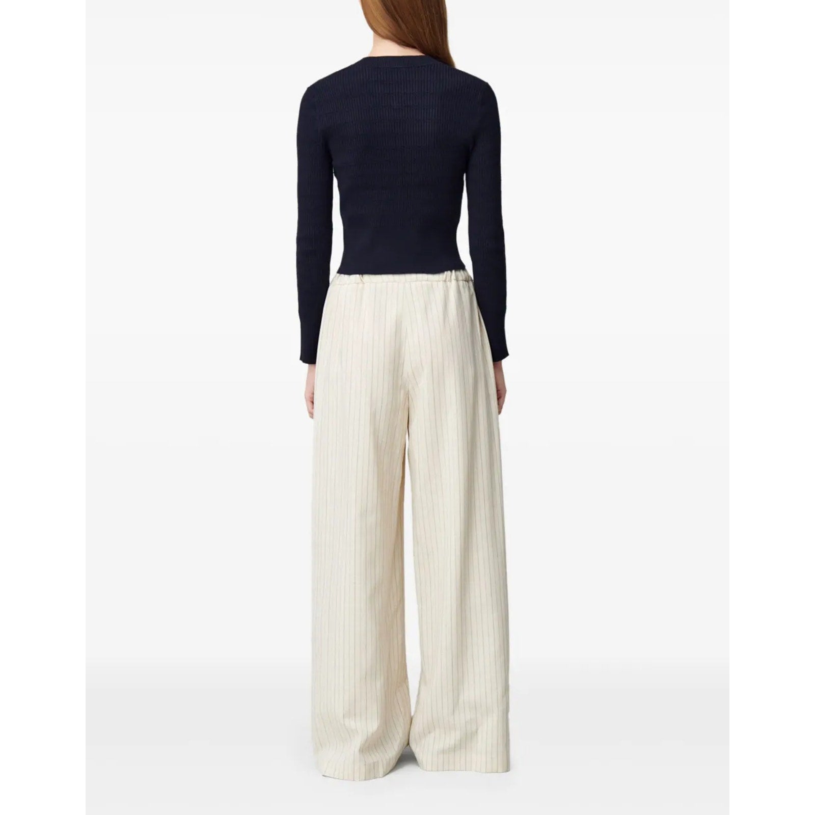 Claudie Pierlot Navy Fine-Knit Gold Bow Detail Long Sleeve Sweater Size M
