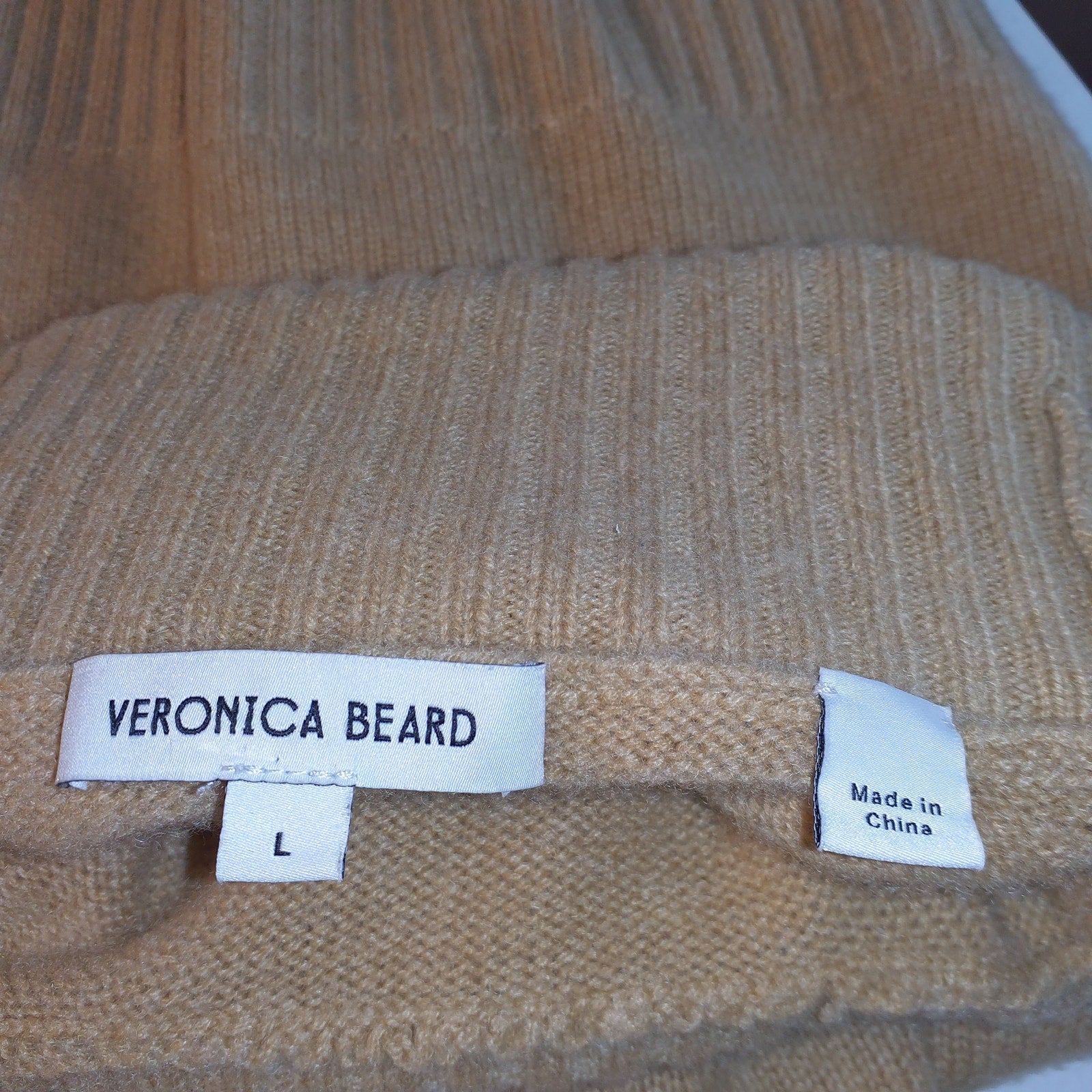 Veronica Beard 'Mazzy' Tan Turtleneck Cashmere Shell Top Size L