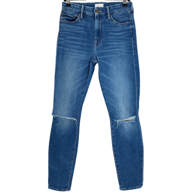 Mother Distressed Blue High Waisted Looker Ankle Denim Jeans Size 25