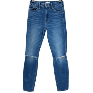 Mother Distressed Blue High Waisted Looker Ankle Denim Jeans Size 25