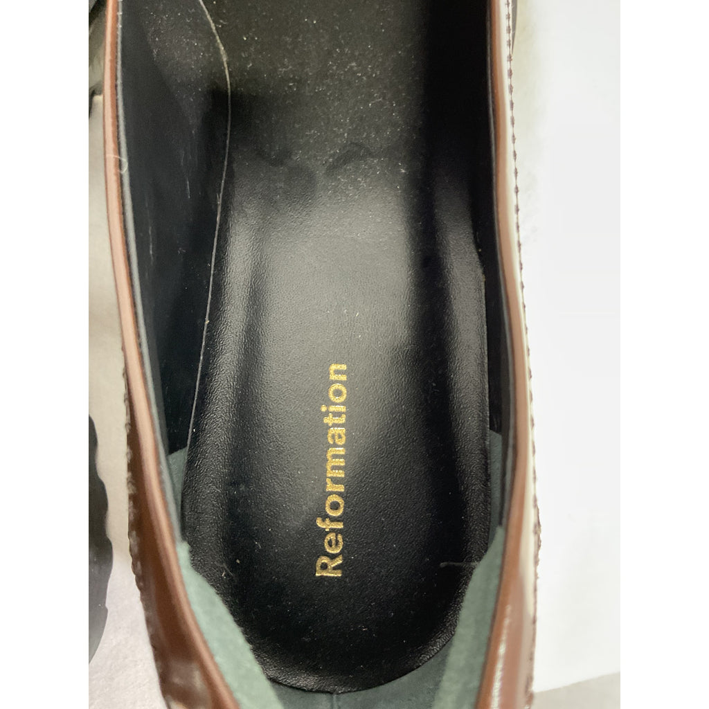 Reformation 'Agathea' Brown Leather Chunky Loafer Size 10