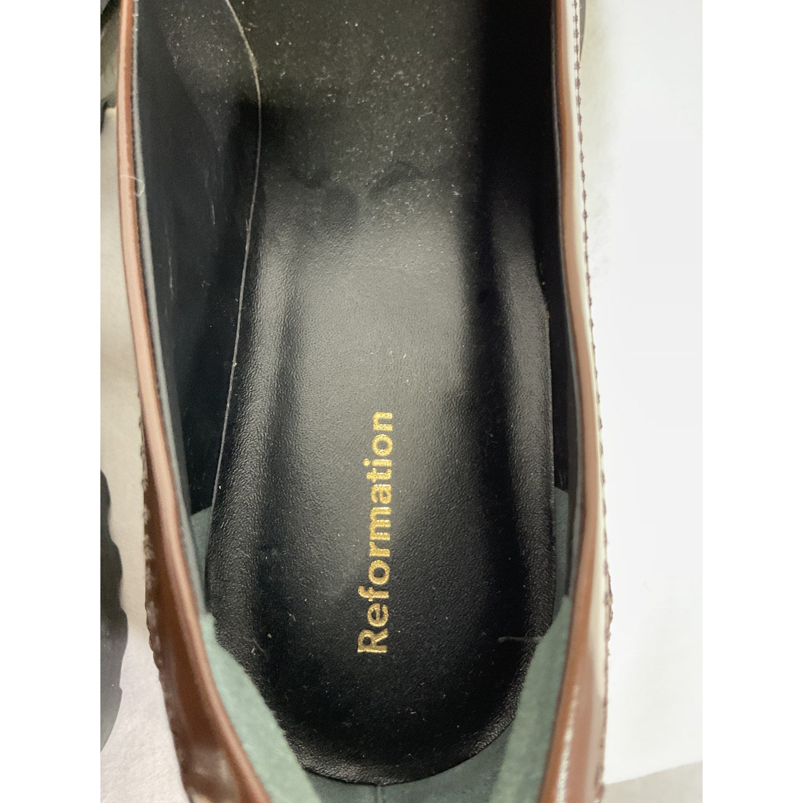 Reformation 'Agathea' Brown Leather Chunky Loafer Size 10