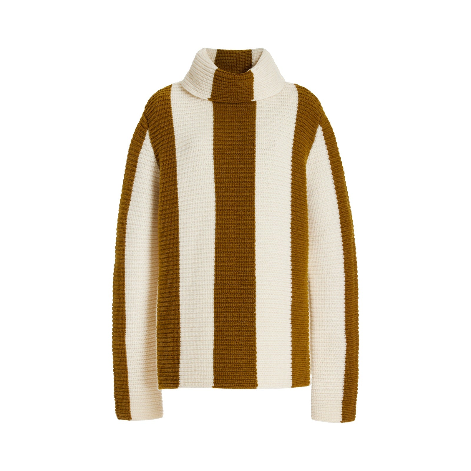 Yaitte Mast Striped Brown Wool Turtleneck Sweater Size XS