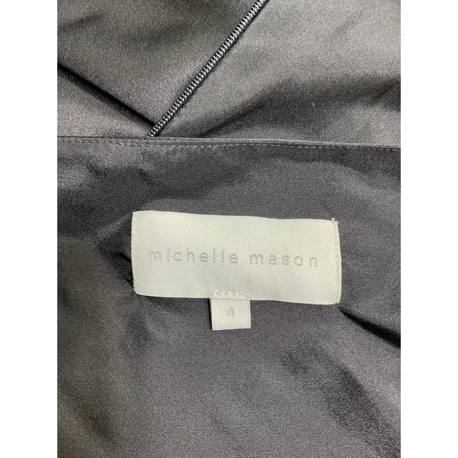 Michelle Mason 'One-Shoulder' Black Silk Twist-Front Mini Dress Size 4