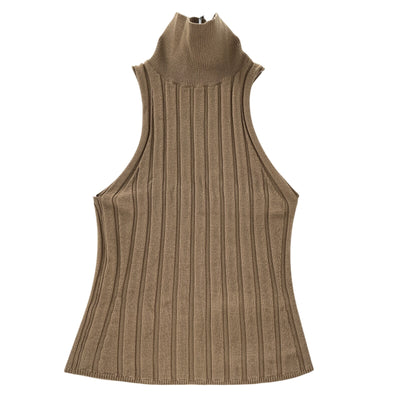 L'Academie Ribbed Tan Turtleneck Tank Size XS