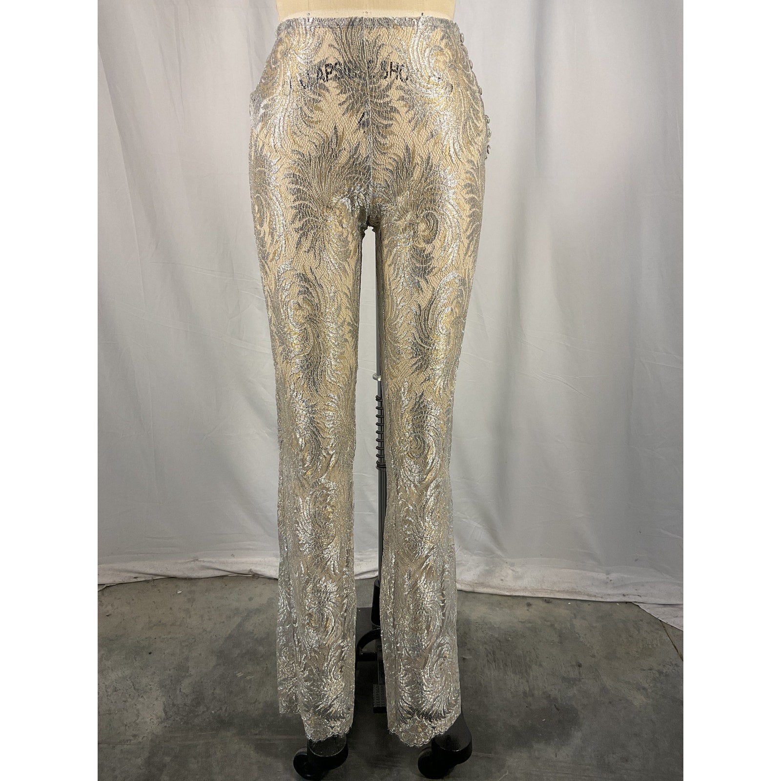 Coperni Lace Flared Silver Polyamide Trouser Size 36