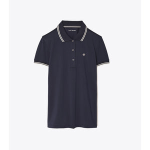 Tory Burch 'Tech Pique' Polo Blue Top Size M