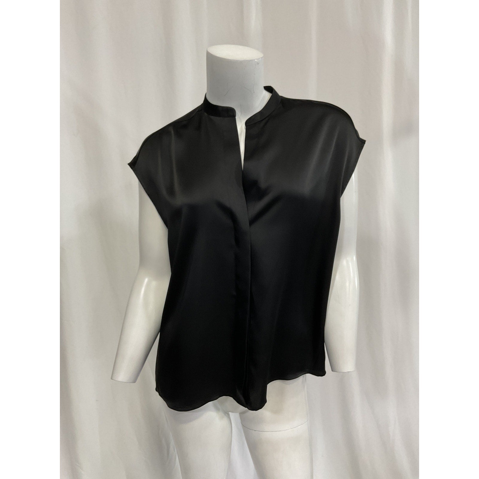 Vince 'Satin' Black Sleeveless Shell Tank Size S