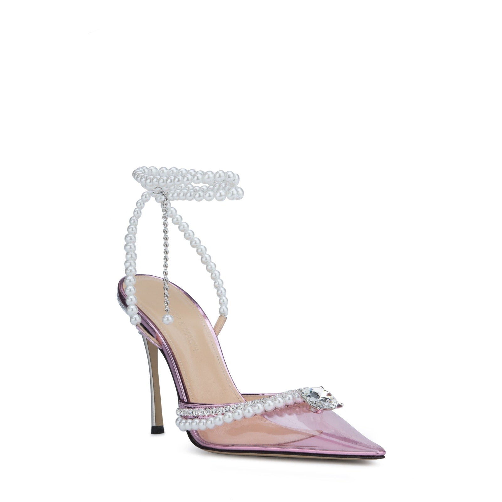 Mach & Mach 'Diamond Of Elizabeth' Imitation Pink Pearl Pointed Toe Stiletto Heel Pump Size 8.5