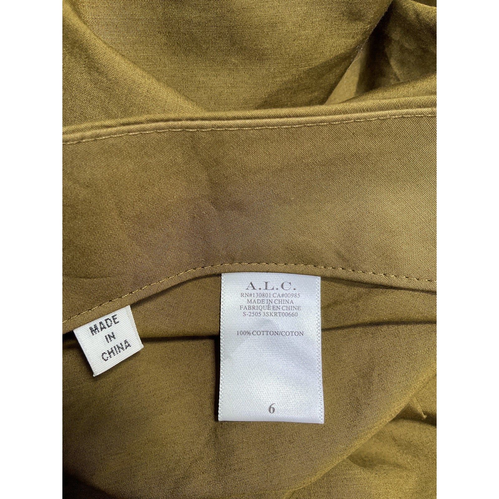A.L.C. 'Rhodes' Green Cotton Skirt Size 6