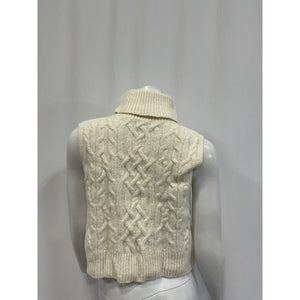 Vince 'Twisted' White Cable Knit Sleeveless Top Size M
