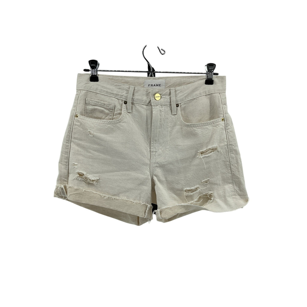 Frame 'Le' White Cotton Brigette High Waist Raw Edge Denim Shorts Size 25