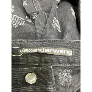 Alexander Wang Patterned Black Ez Mid Rise Relaxed Straight Denim Jeans Size 26