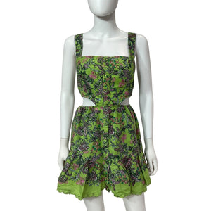 Hemant And Nandita Printed Leaf Green Rôhea Mini Dress Size M