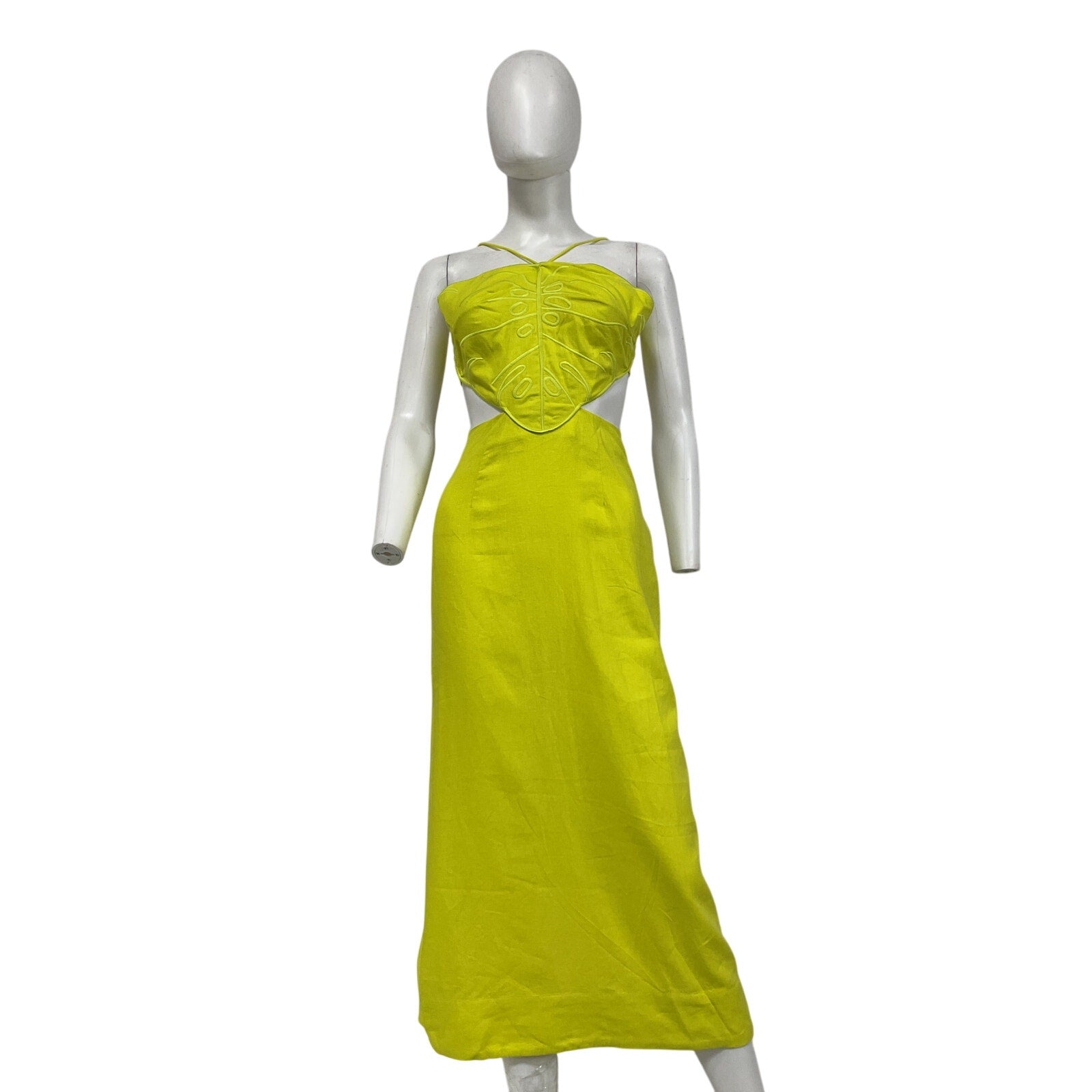 Farm Rio 'Monstera' Green Linen Midi Dress Size S - NWT