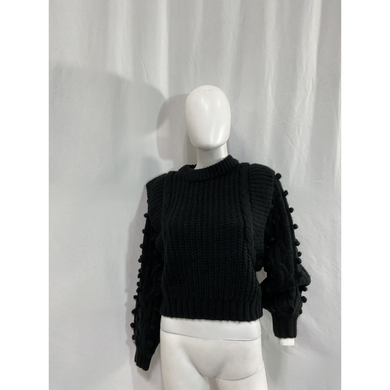 Farm Rio 'Braided' Black Acrylic Sweater Size XS
