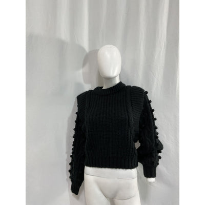 Farm Rio 'Braided' Black Acrylic Sweater Size XS