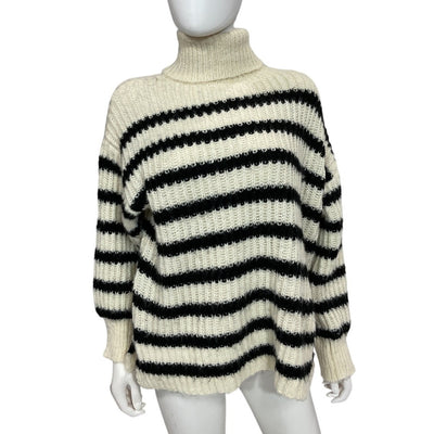 Line & Dot Striped Black And White Ariel Sweater Size S