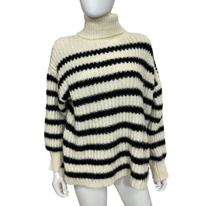 Line & Dot Striped Black And White Ariel Sweater Size S
