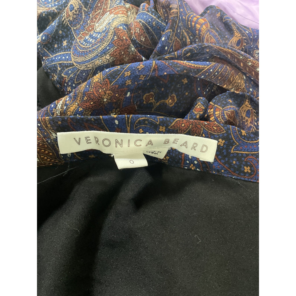 Veronica Beard 'Trixie' Blue Asymmetrical Paisley Chiffon Skirt Size OS