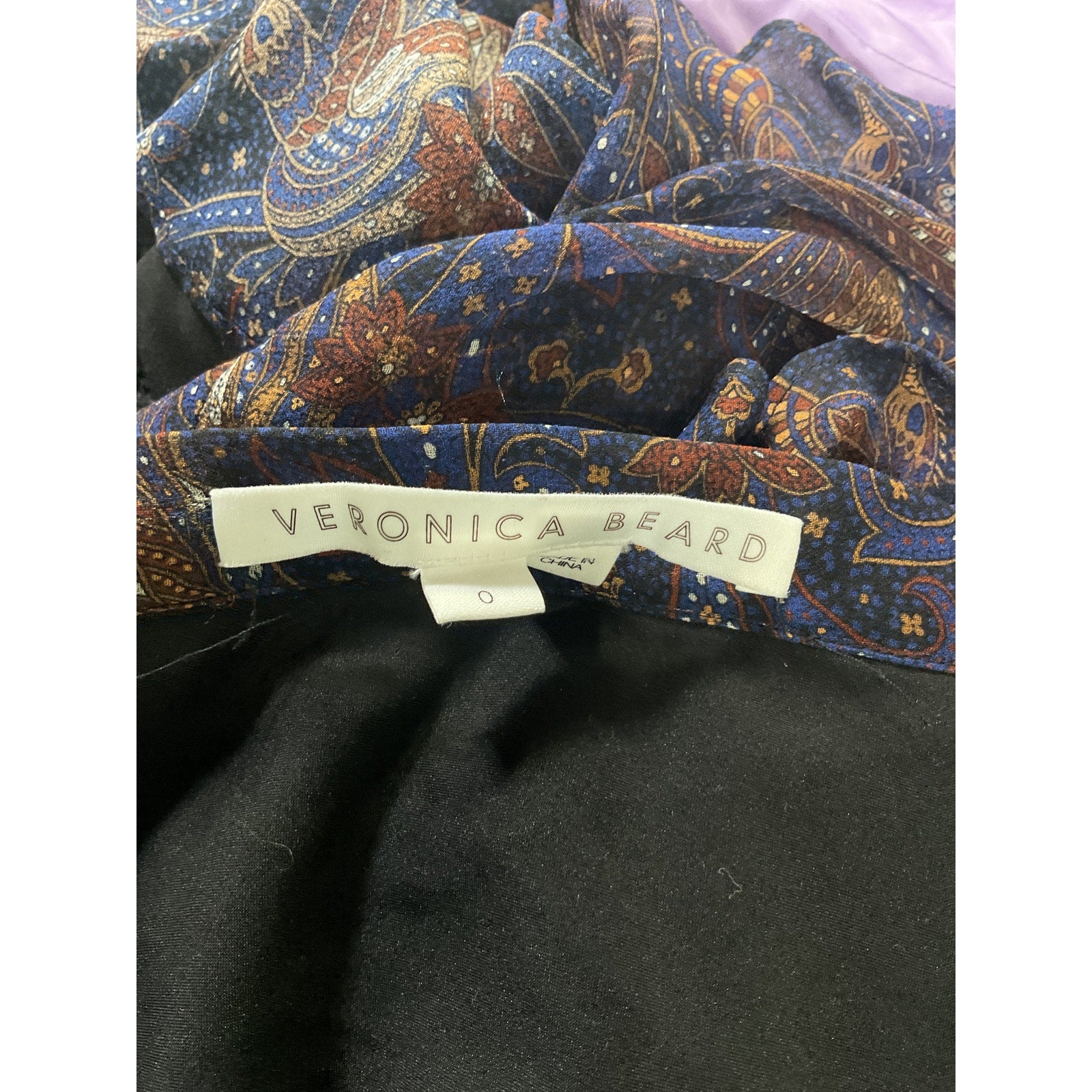 Veronica Beard 'Trixie' Blue Asymmetrical Paisley Chiffon Skirt Size OS