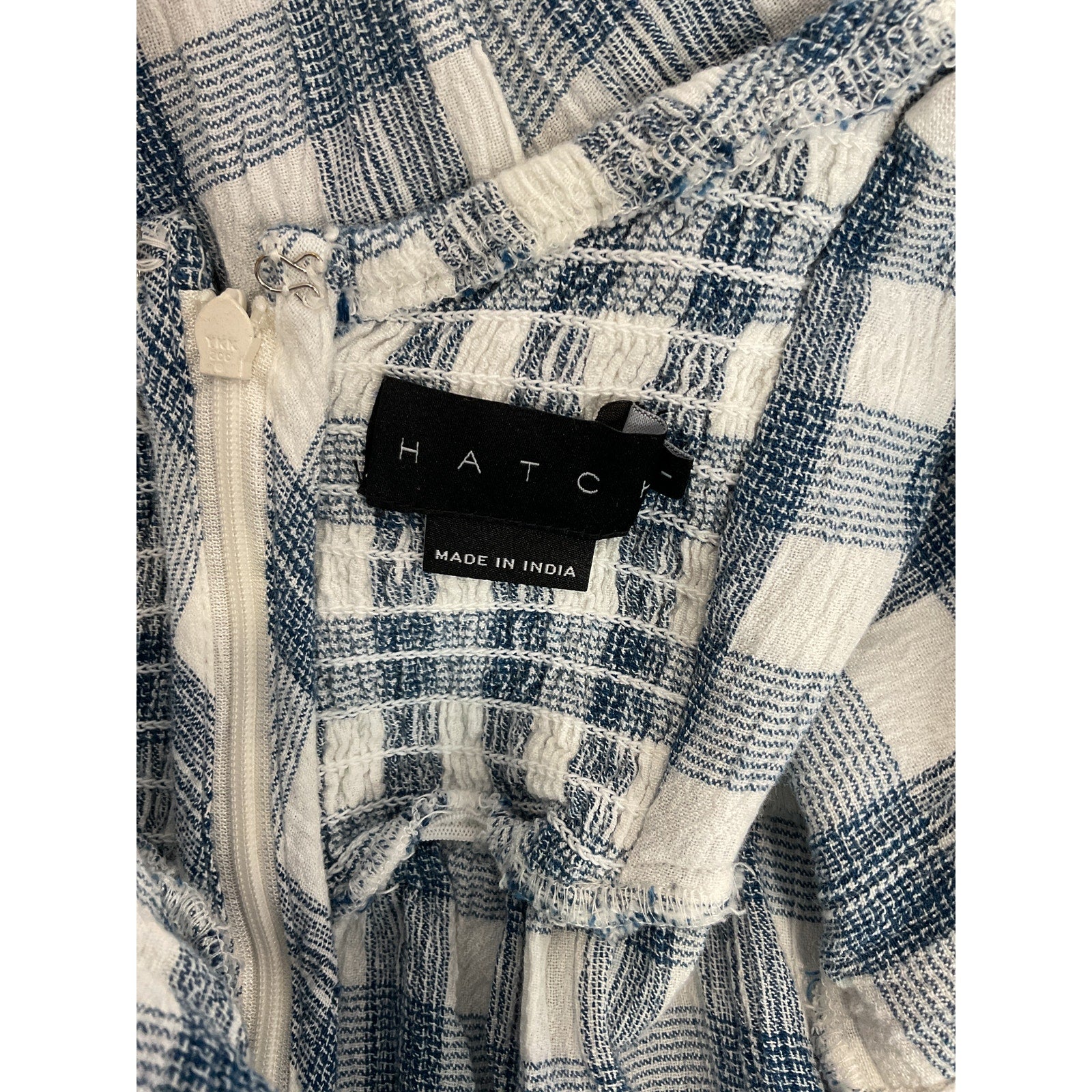 Hatch 'The Nina' White Crinkle Plaid Dress Size 1