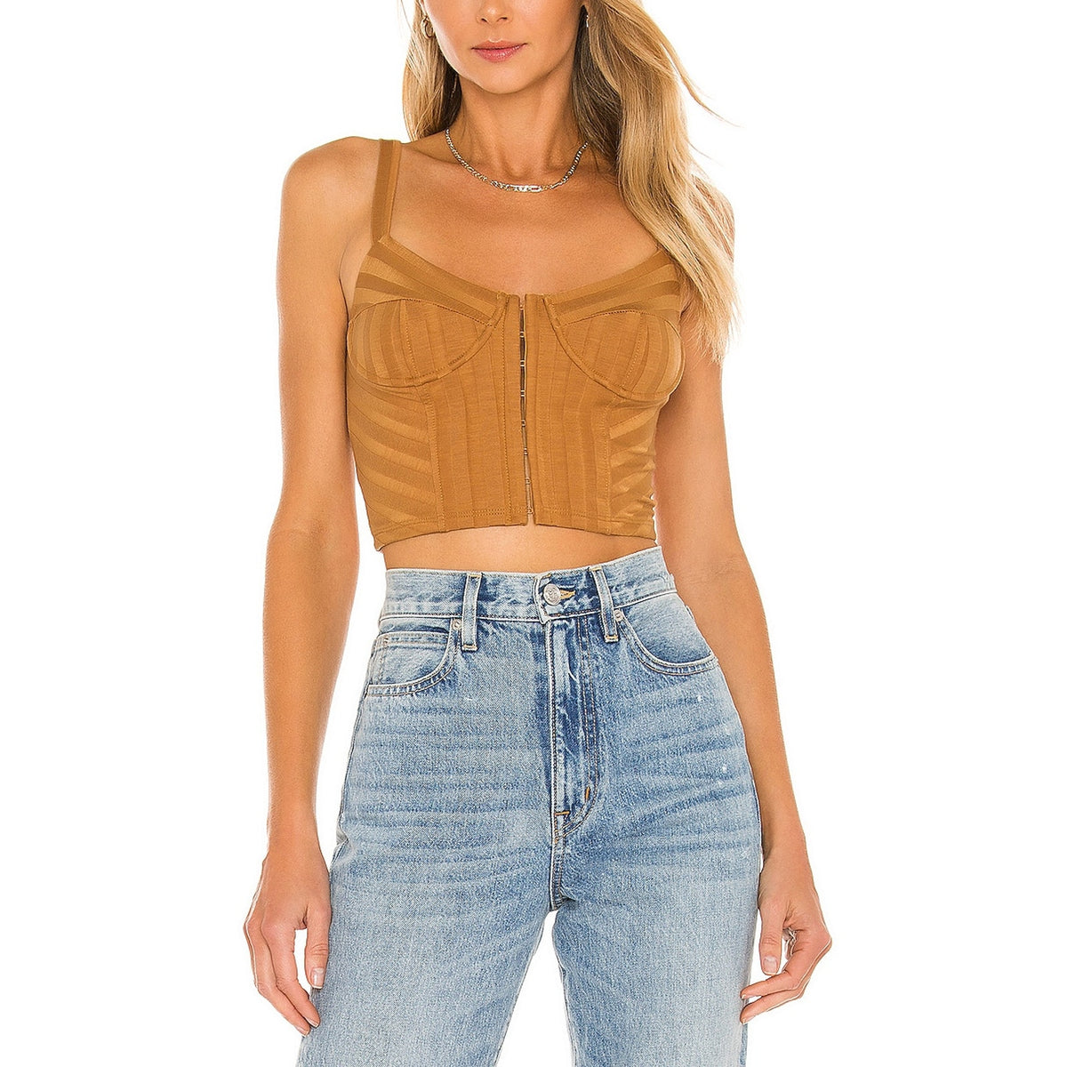 Simkhai Ribbed Cashew Dee Bustier Tank Size L