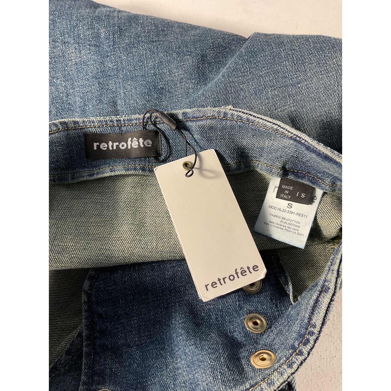 Retrofete 'Willa' Blue Distressed Skirt Size S - NWT