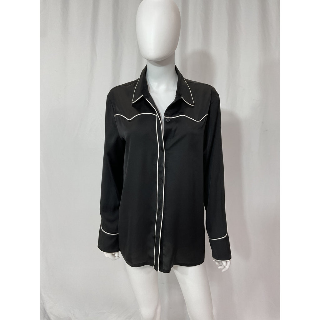 Allsaints 'Cece' Black Satin Shirt Size 8