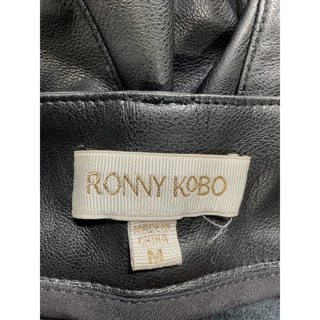 Ronny Kobo 'Katie' Black Faux Leather Crop Pants Size M