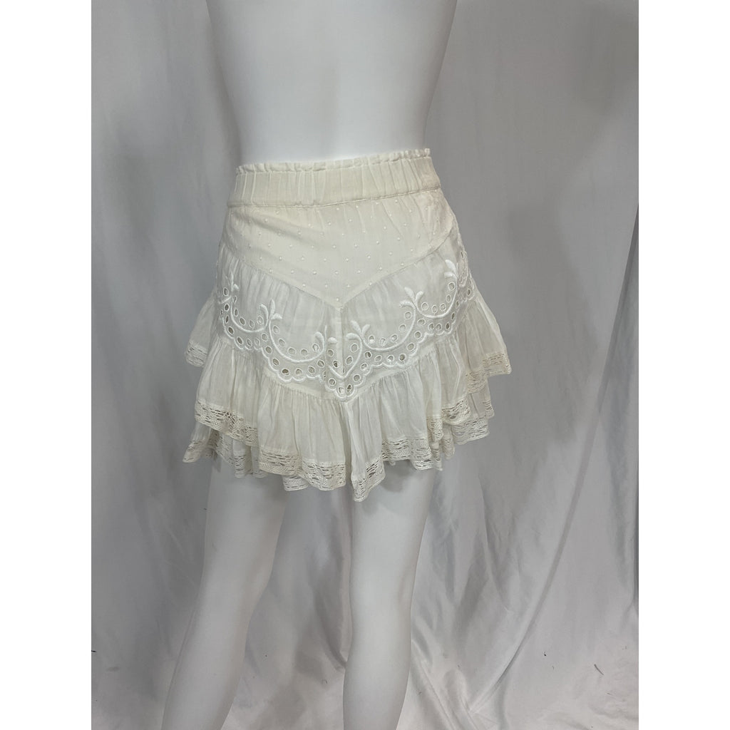 Loveshackfancy 'Briella' White Lacce Trim Skirt Size XS