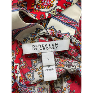 Derek Lam 'Dasha' Red Graphic Print Sleeveless Halterneck Dress Size 6