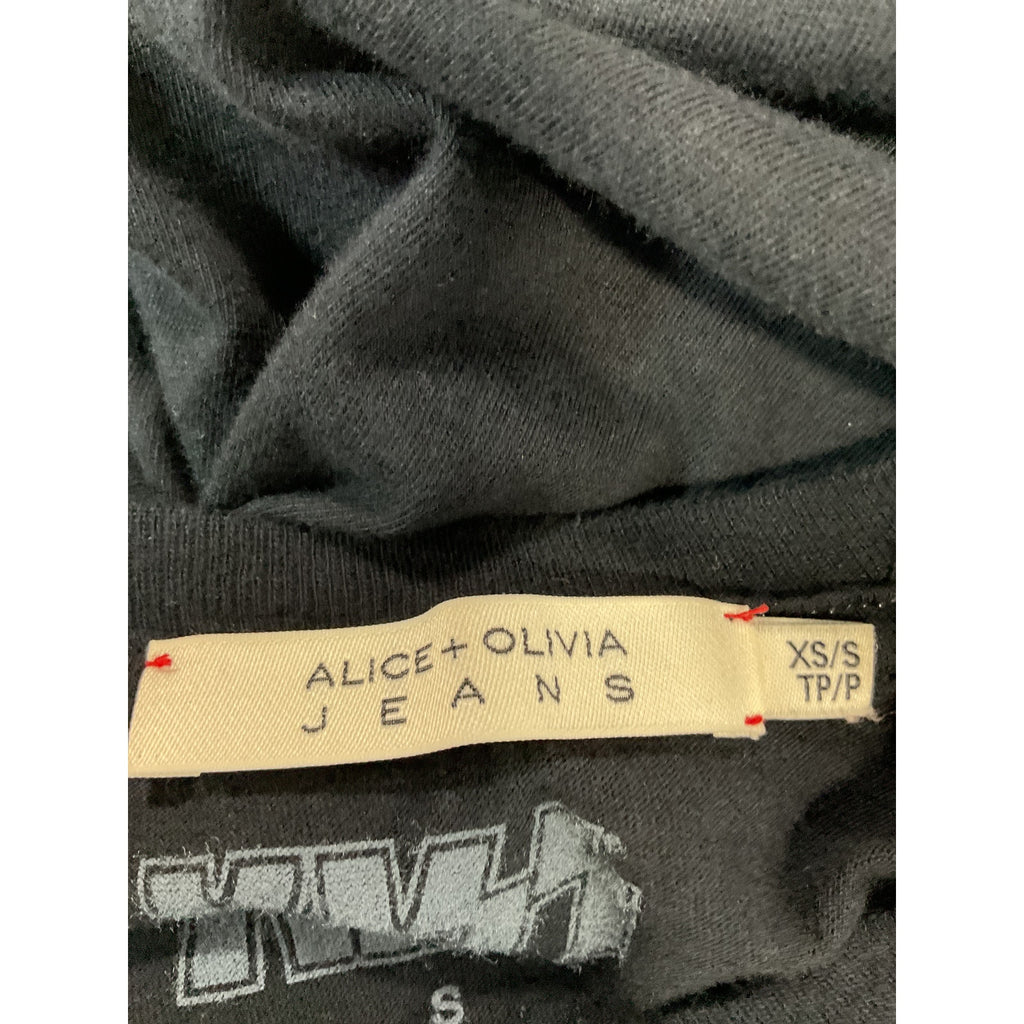 Alice + Olivia 'Milo' Black Kiss Short Sleeve Tee Size XS