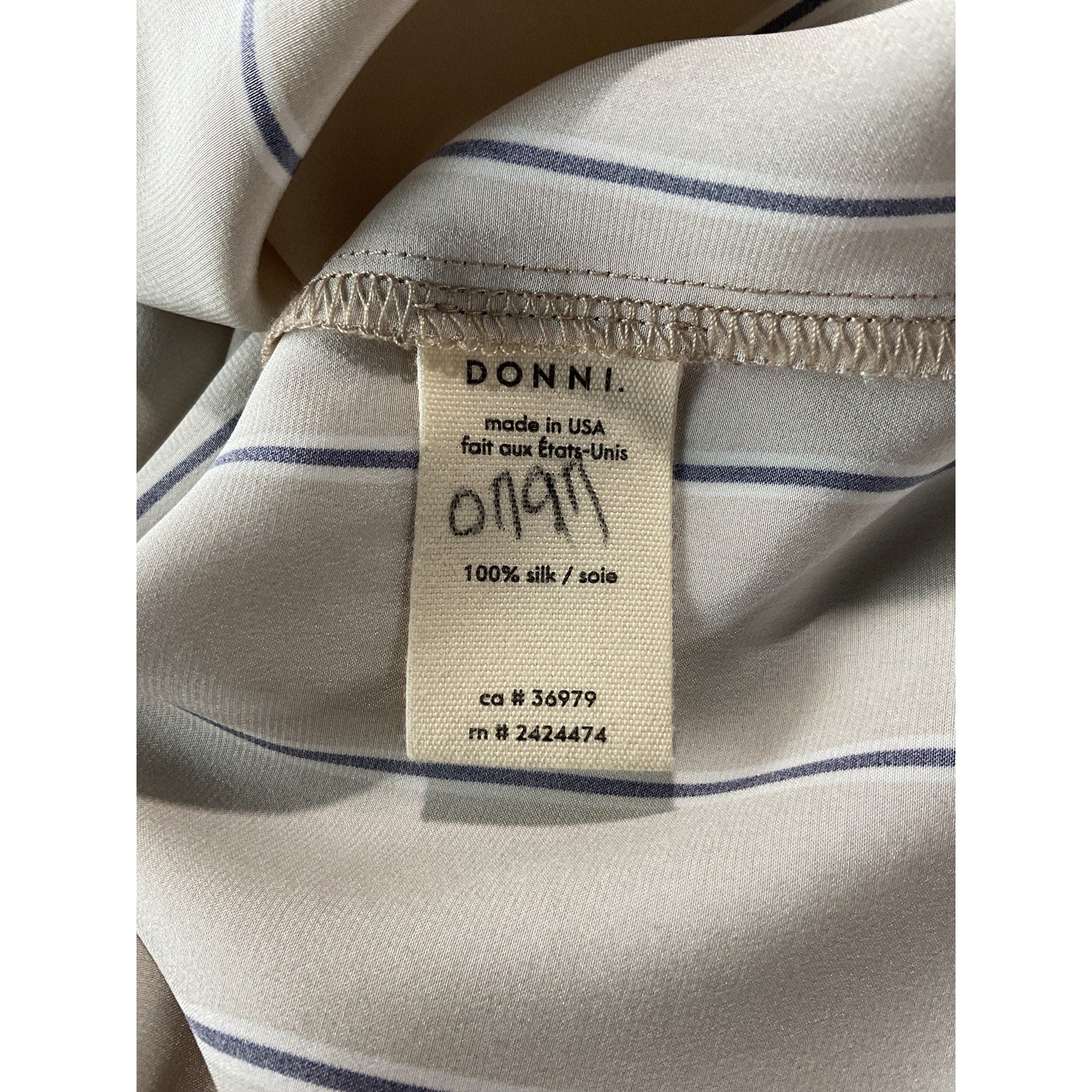 Donni. The Silk Beige Silk Pinstripe Shirt Size S